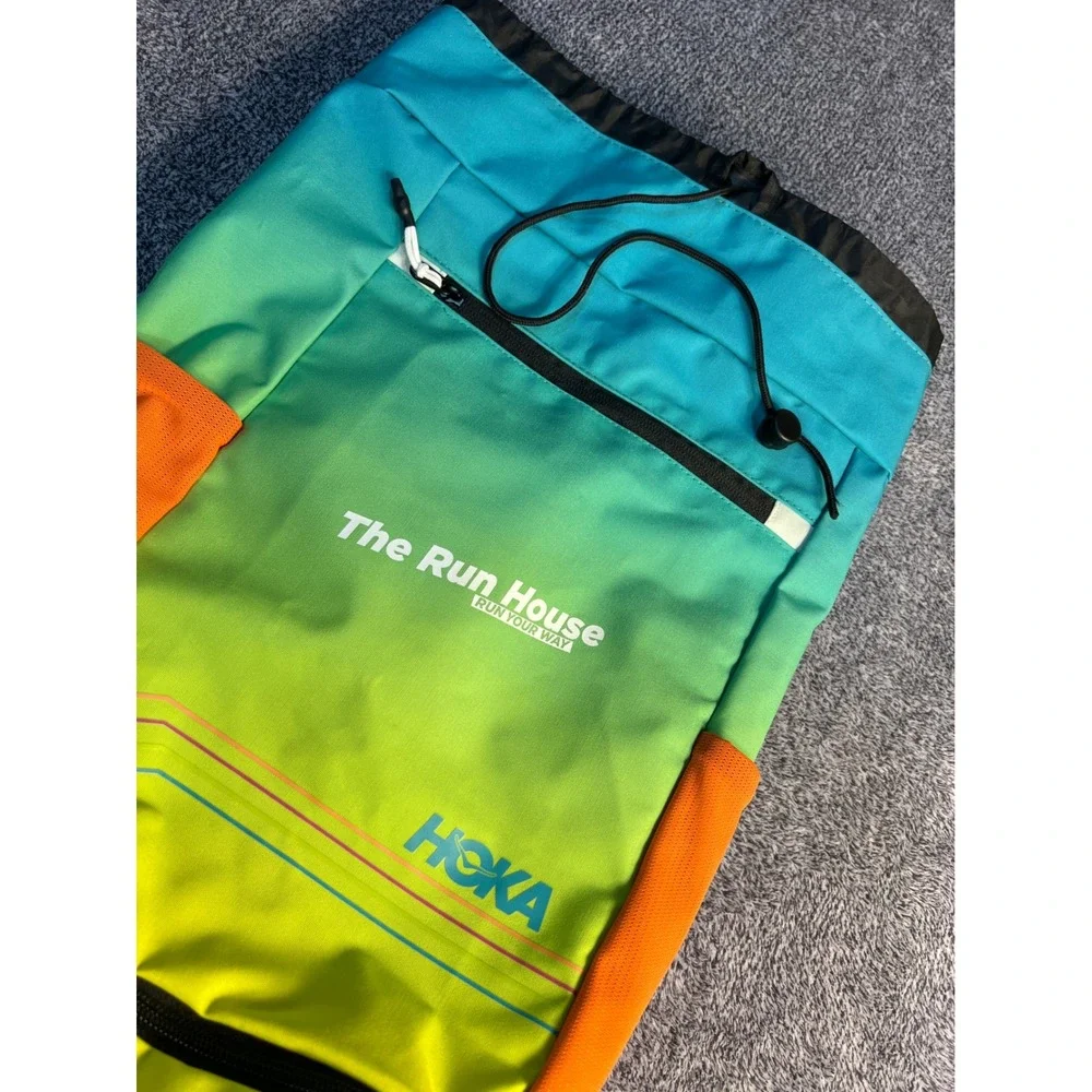 Hoka One One The Run House Drawstring Backpack Teal Green Gradient Gym Bag